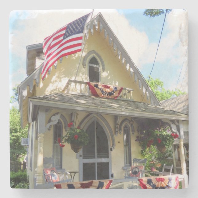 Porta-copo De Pedra Vitoriano Amarelo com Bunting - Vineyard de Martha (Frente)