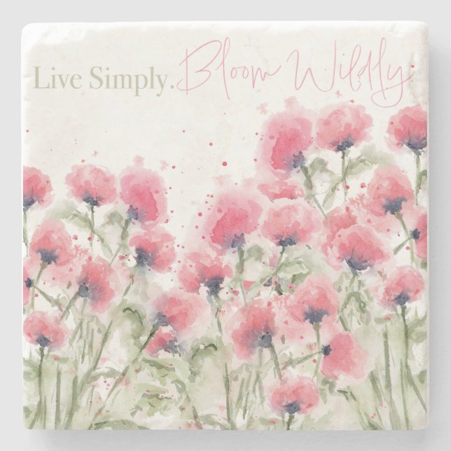 Porta-copo De Pedra Viver Simplesmente. Bloom Wilely (Frente)