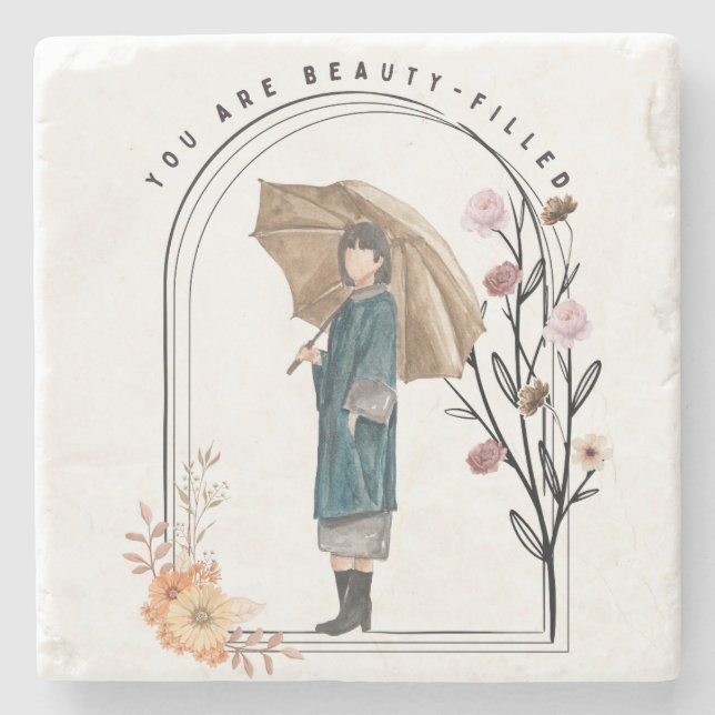 Porta-copo De Pedra Você É Bela Preenchida (Frente)