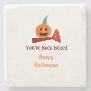 Porta-copo De Pedra Você foi vaiado feliz Halloween vassoura de abóbor