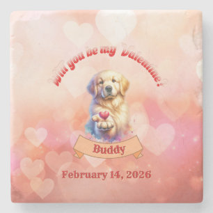 Porta-copo De Pedra Você será meu no Dia dos Namorados? personalizado