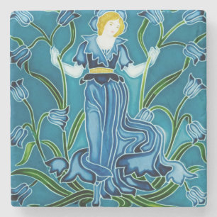 Porta-copo De Pedra Walter Crane Bluebell Art Nouveau Flor Menina