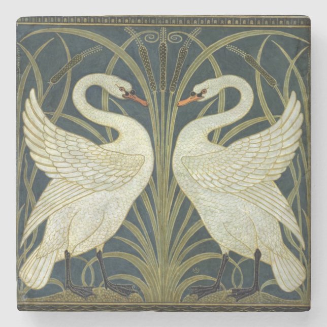 Porta-copo De Pedra Walter Crane Swan & Rush and Iris Victorian  (Frente)