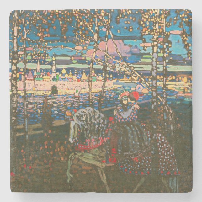 Porta-copo De Pedra Wassily Kandinsky O Casal a Cavalo Arte Russa (Frente)