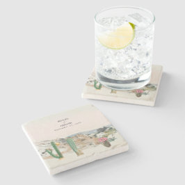 Porta-copo De Pedra Watercolor Desert Cactus Boho Wedding