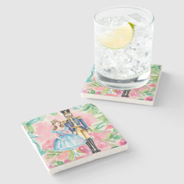 Porta-copo De Pedra Watercolor Nutcracker e Clara Christmas