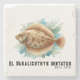 Porta-copo De Pedra Watercolor Series: Flounder/Flatfish