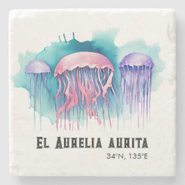 Porta-copo De Pedra Watercolor Series: Jellyfish