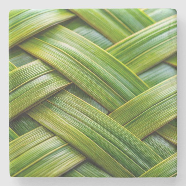 Porta-copo De Pedra Weave verde fresca de bambu (Frente)