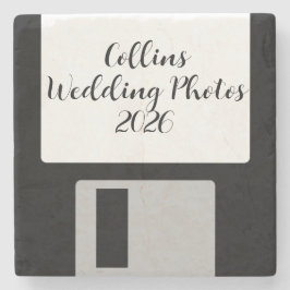 Porta-copo De Pedra Wedding Photos Stone Coaster | Retro Floppy Disk