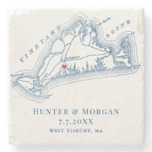 West Tisbury Map Blue Wedding Keepsaser Favor