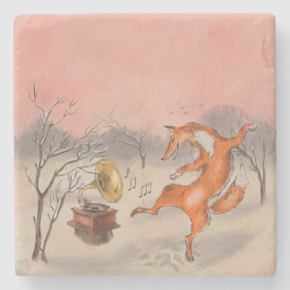 Porta-copo De Pedra Whimsical Dancing Fox Nature Inspired Home Decor