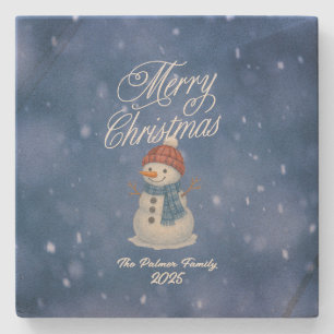 Porta-copo De Pedra Whimsical Snowman Feliz Natal