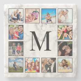 Porta-copo De Pedra White Marble Stone Pattern