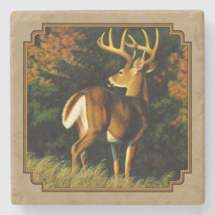 Porta-copo De Pedra Whitetail Buck Deer Hunting Tan