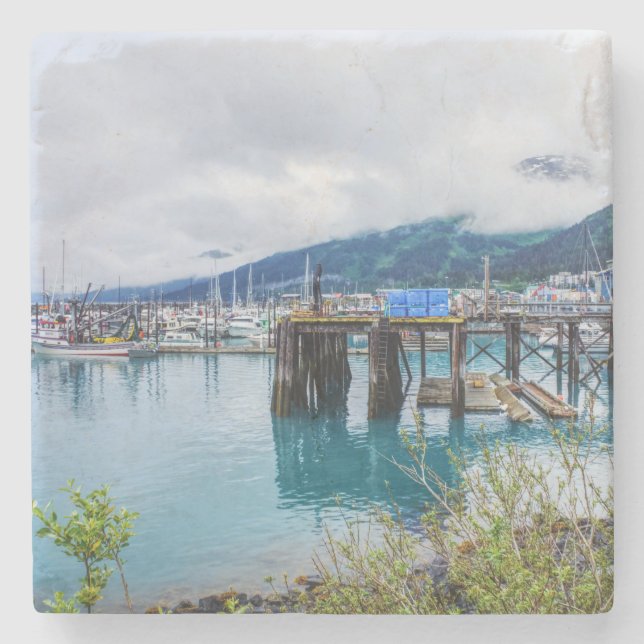 Porta-copo De Pedra Whittier Alaska Harbor (Frente)