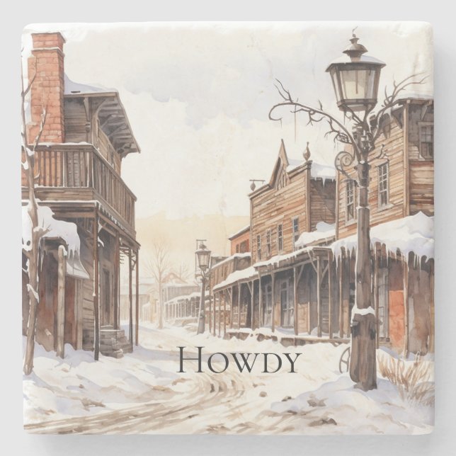 Porta-copo De Pedra Wild West Winter (Frente)