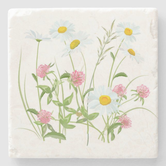 Porta-copo De Pedra Wildflower Garden | Custom Stone Coaster (Frente)
