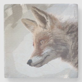 Porta-copo De Pedra Wildlife Fox Portrait Nature Neutral Stone Coaster