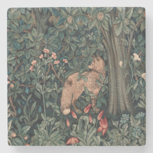 Porta-copo De Pedra William Morris Greenery Fox Willife