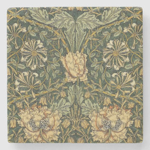 Porta-copo De Pedra William Morris Honeysuckle Green Floral
