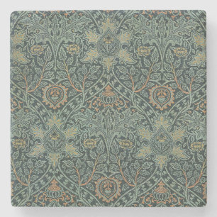 Porta-copo De Pedra William Morris Ispahan Verde Teal Floral Arte