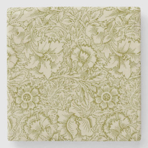 Porta-copo De Pedra William Morris Poppy Classic Floral Green