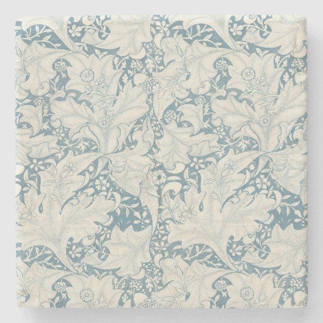 Porta-copo De Pedra William Morris Wallflower Blue damask (Frente)