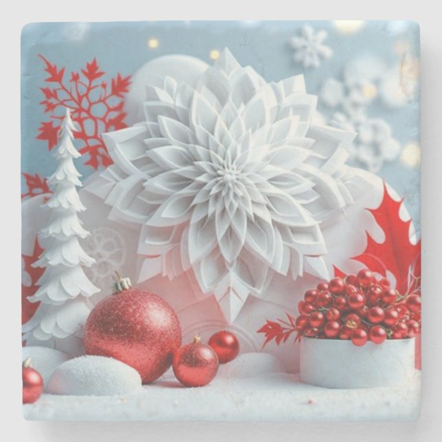 Porta-copo De Pedra Winter Blossom Composition (Frente)