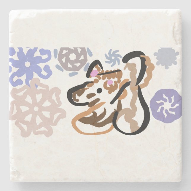 Porta-copo De Pedra Wolf winter love (Frente)