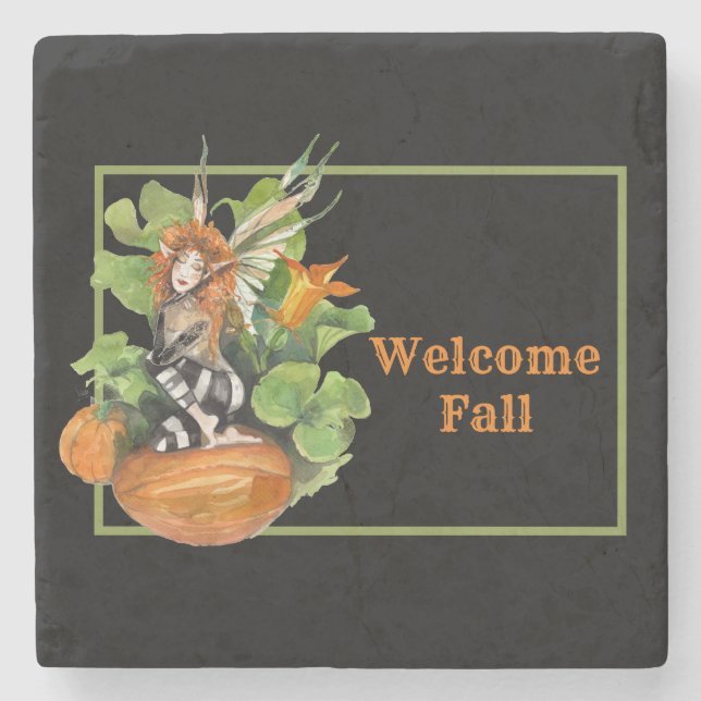 Porta-copo De Pedra Woodland Fall Harvest Elf (Frente)