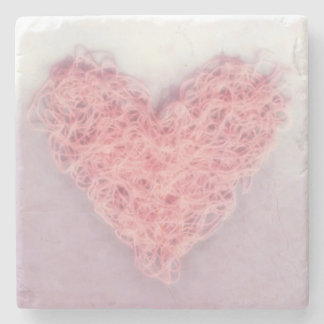 Porta-copo De Pedra Woolen Yarn Knitting Heart do Dia de Namorados Ros