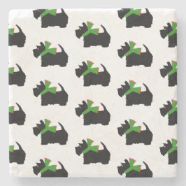 Porta-copo De Pedra Xadrez de Natal de Terrier escocesa