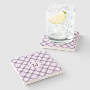 Porta-copo De Pedra Xadrez Monograma Personalizada / Padrão Tartan