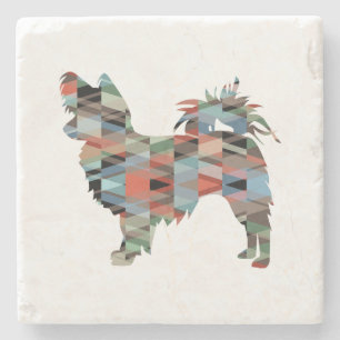 Porta-copo De Pedra Xadrez Silhouette Geo Chihuahua de Longa Duração