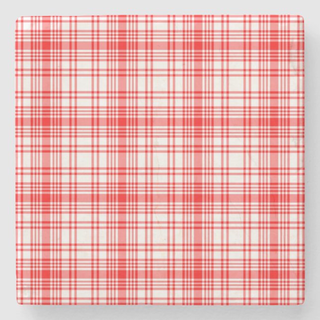 Porta-copo De Pedra Xadrez vermelha (Frente)