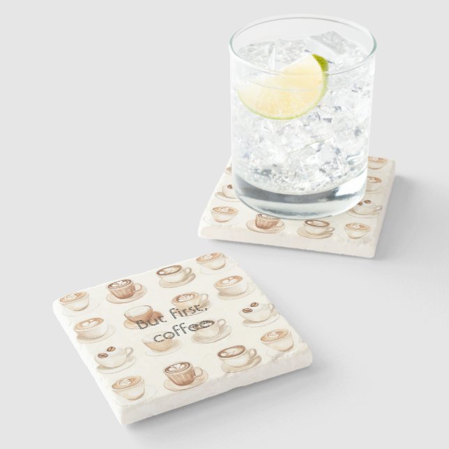 Porta-copo De Pedra Xícaras de Café com Creme (Lateral)