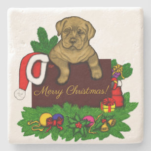 Porta-copo De Pedra XMas Puppy