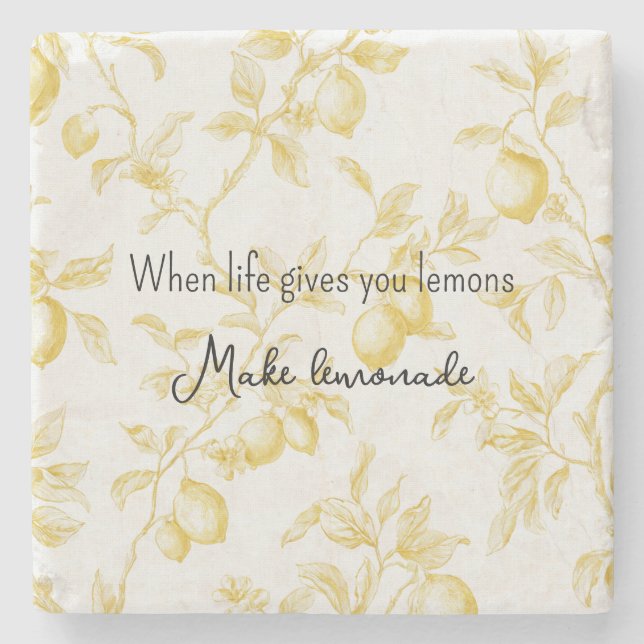 Porta-copo De Pedra Yellow Fruit Lemons Make Lemonade (Frente)