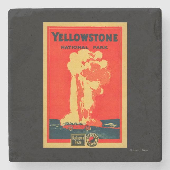 Porta-copo De Pedra Yellowstone, poster fiel velho da propaganda (Frente)