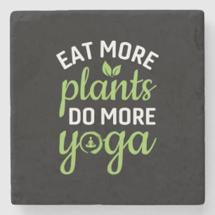 Porta-copo De Pedra Yoga Lover Coma Mais Plantas Faz Mais Yoga