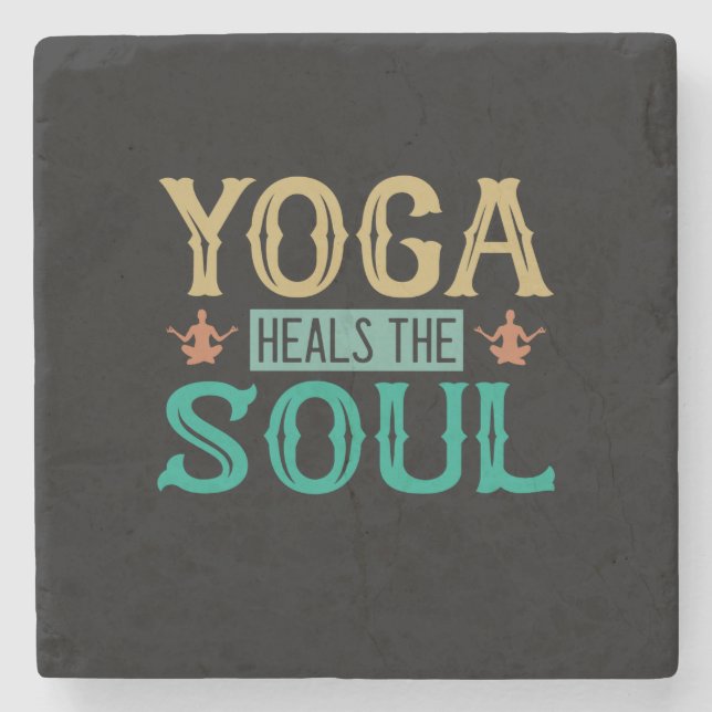 Porta-copo De Pedra Yoga Lover | Yoga Heals The Soul (Frente)