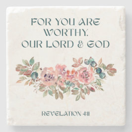 Porta-copo De Pedra You Are Worthy — Watercolor Floral Stone Coaster