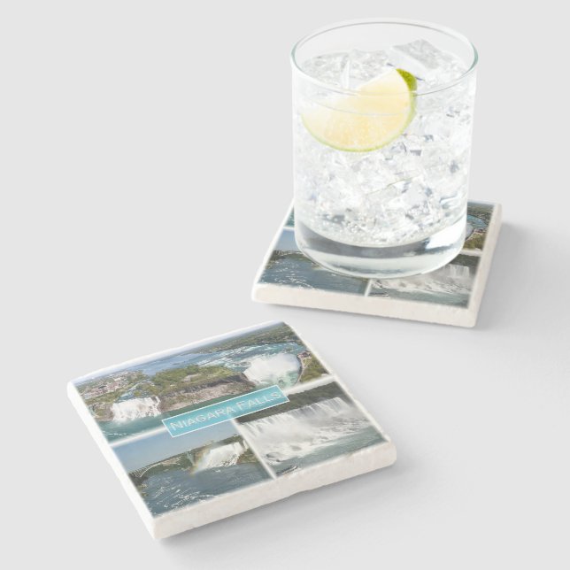 Porta-copo De Pedra zCA012 NIAGARA FALLS da ponte arco-íris, (Lateral)