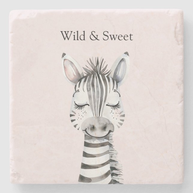 Porta-copo De Pedra Zebra Selvagem & Doce Rosa (Frente)