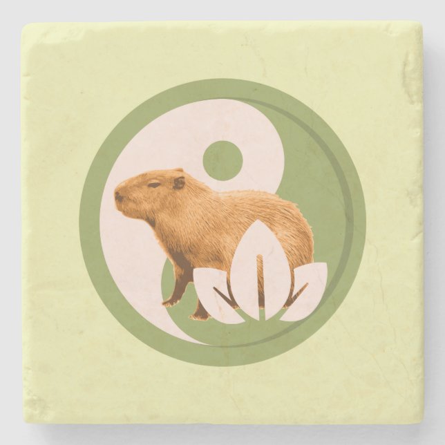 Porta-copo De Pedra Zen Capybara Yin Yang (Frente)