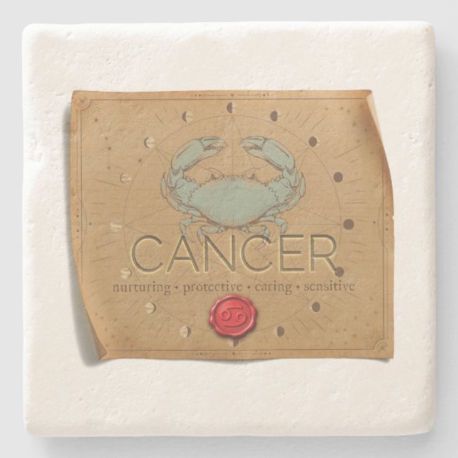 Porta-copo De Pedra Zodiac - Cancer - Coaster (Frente)