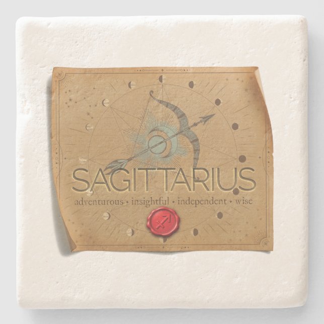 Porta-copo De Pedra Zodiac - Sagittarius - Coaster (Frente)