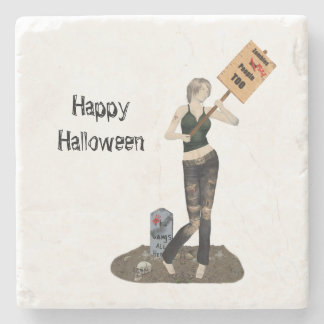 Porta-copo De Pedra Zombie Pin Up Girl Protest II Stone Porta copos