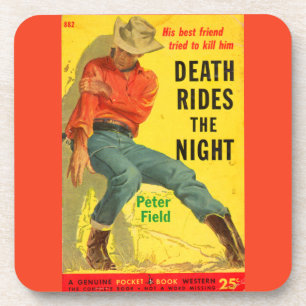 Porta-copo Death Rides the Night Western book cobrir